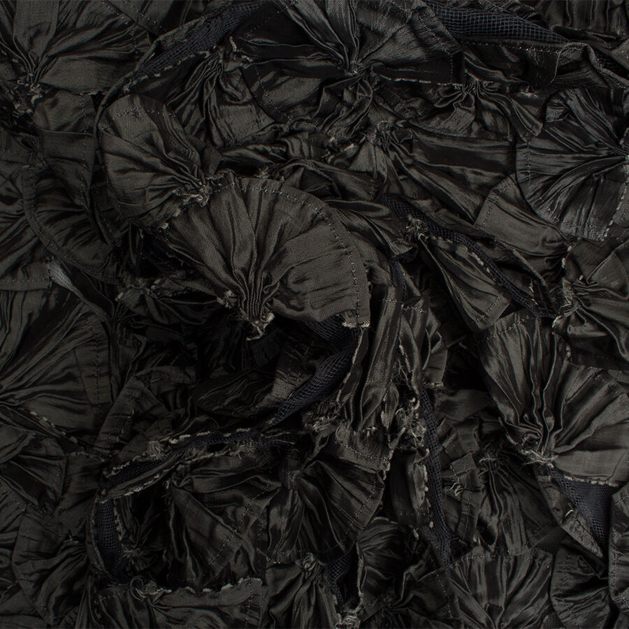 Dark Grey 'Fan' Embroidered Tulle