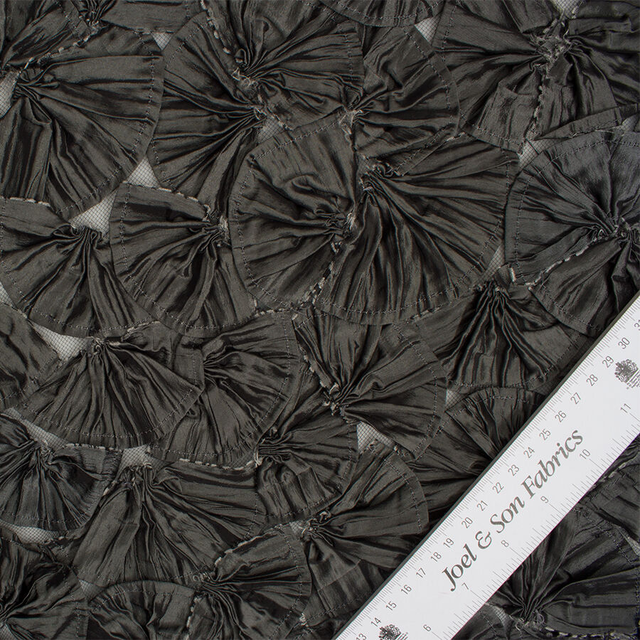 Dark Grey 'Fan' Embroidered Tulle