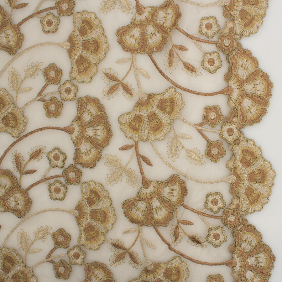 Gold Floral Embroidered Tulle