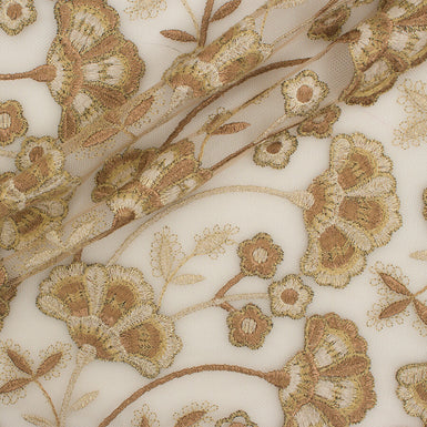 Gold Floral Embroidered Tulle