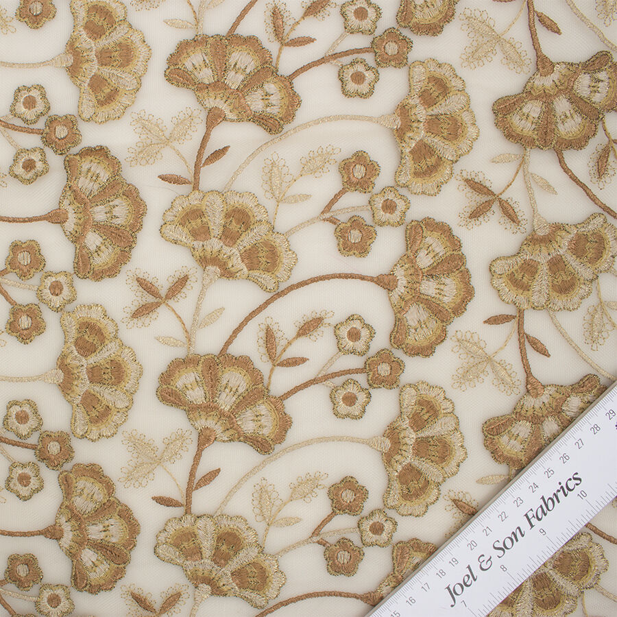 Gold Floral Embroidered Tulle