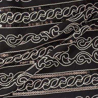Black Embroidered Viscose Crêpe (A 1.40m Piece)