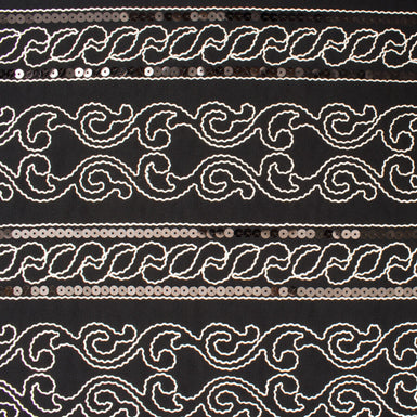 Black Embroidered Viscose Crêpe (A 1.40m Piece)