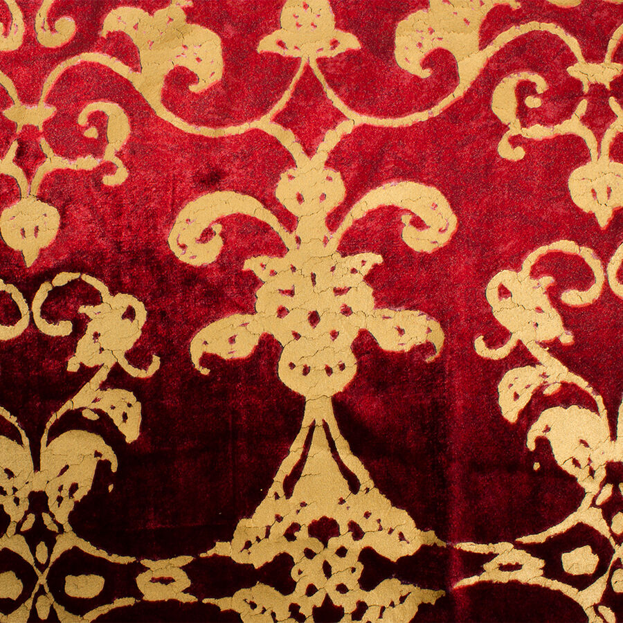 Deep Red & Gold Laminated Velvet