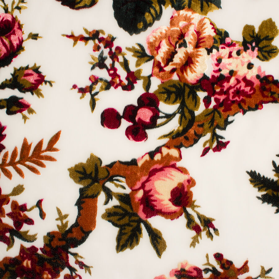 Dark Red Floral Devoré Velvet