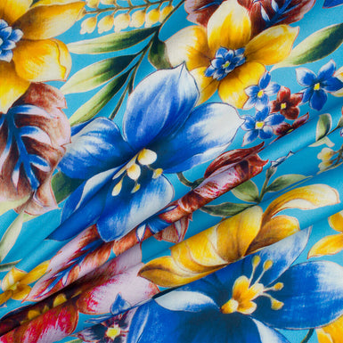 Blue/Multi Floral Printed Luxury Cotton
