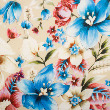 Beige/Multi Floral Printed Luxury Cotton