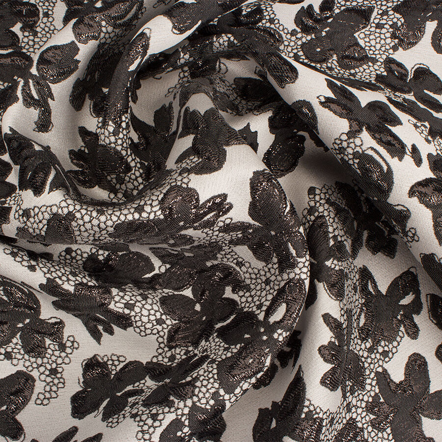 Grey Two-Tone Floral Cloqué