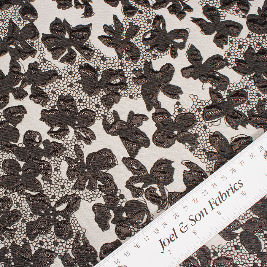 Grey Two-Tone Floral Cloqué