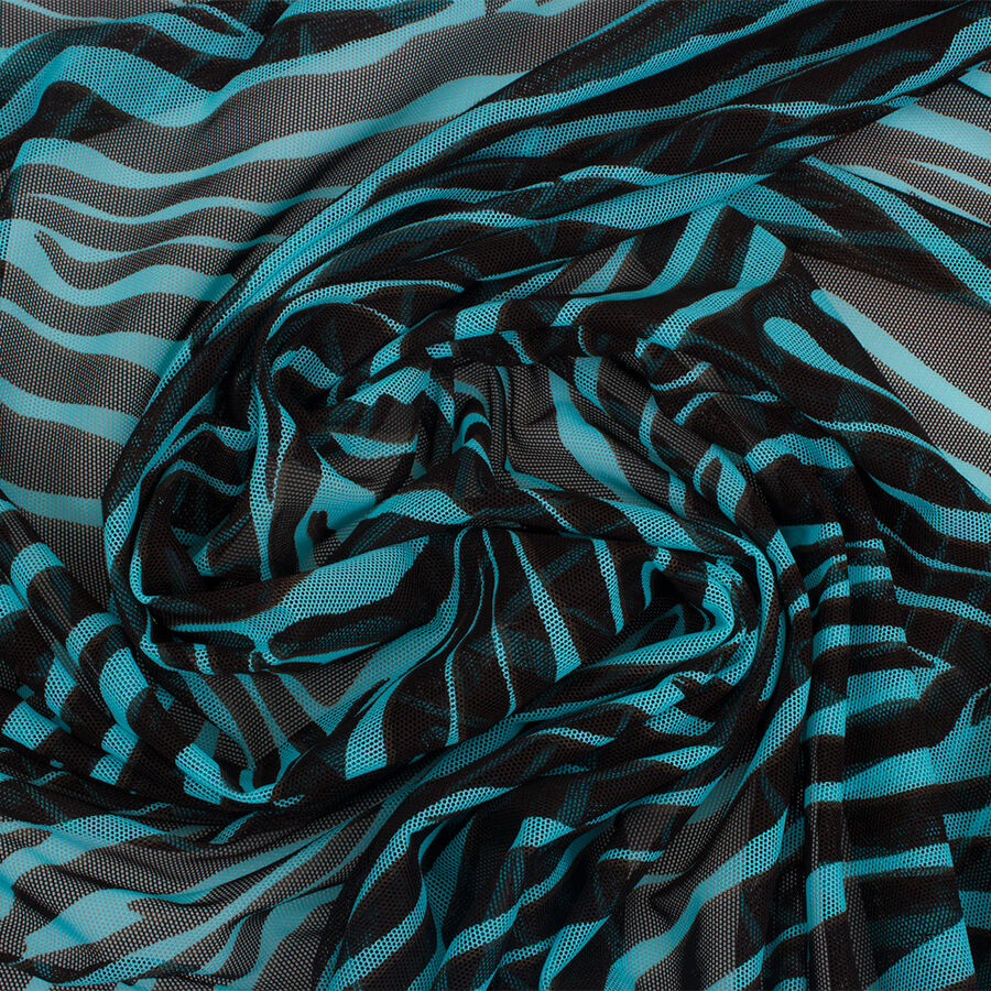 Turquoise & Brown Zebra Printed Tulle