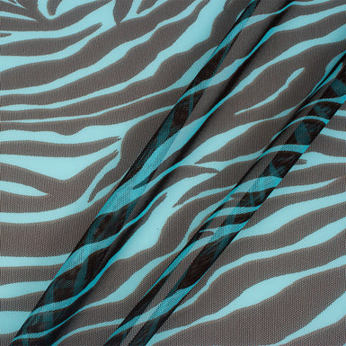 Turquoise & Brown Zebra Printed Tulle