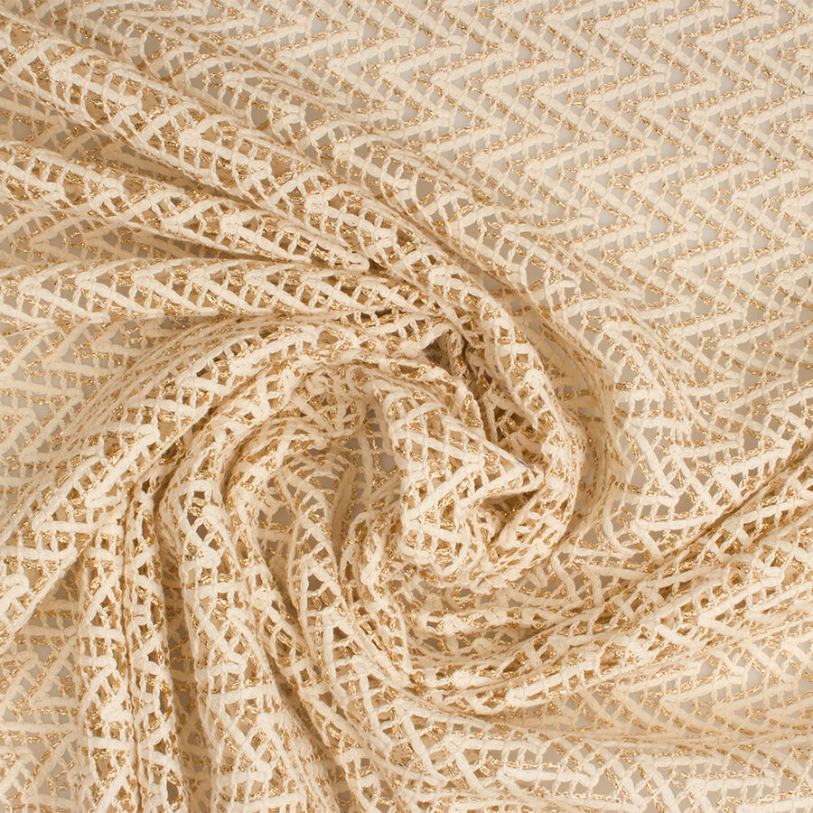 Cream & Gold Open Weave Metallic Bouclé