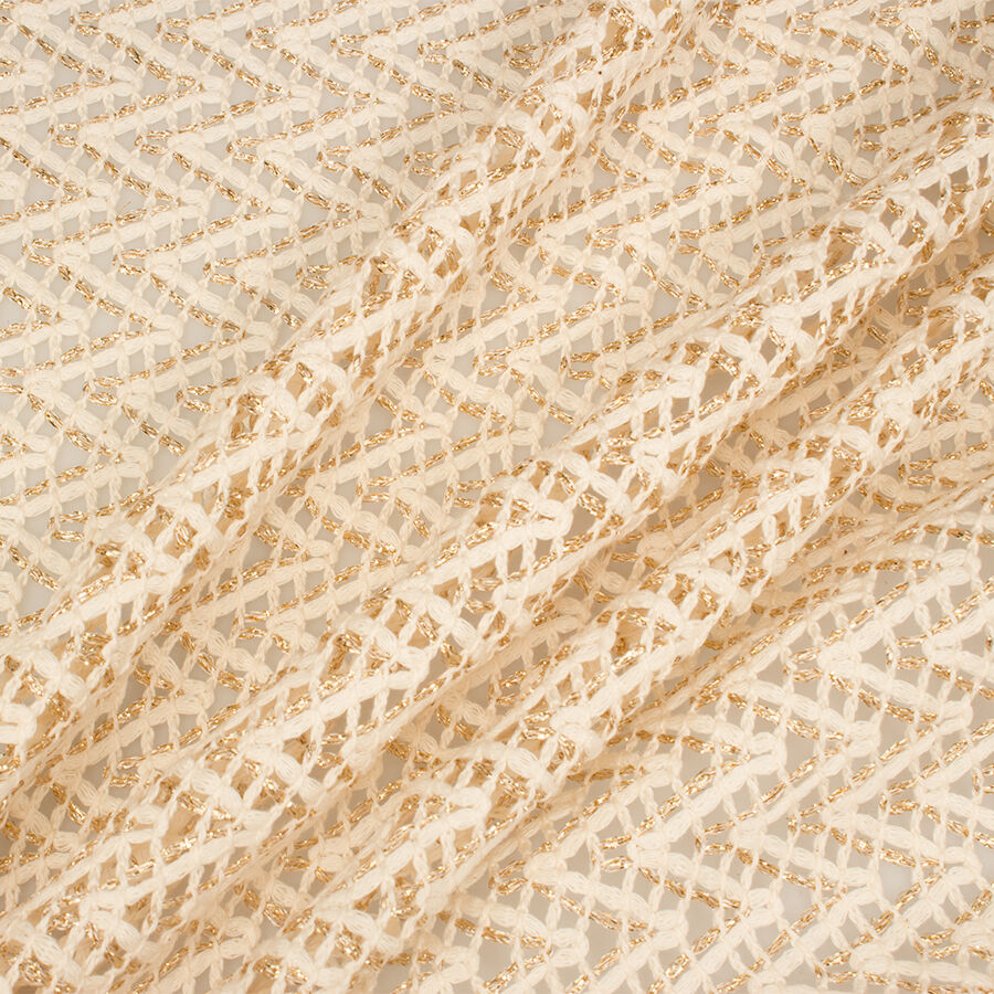 Cream & Gold Open Weave Metallic Bouclé