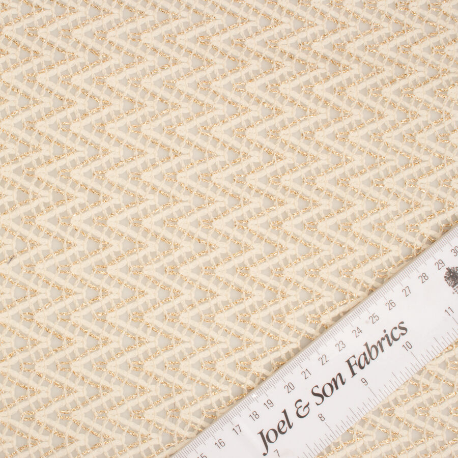 Cream & Gold Open Weave Metallic Bouclé