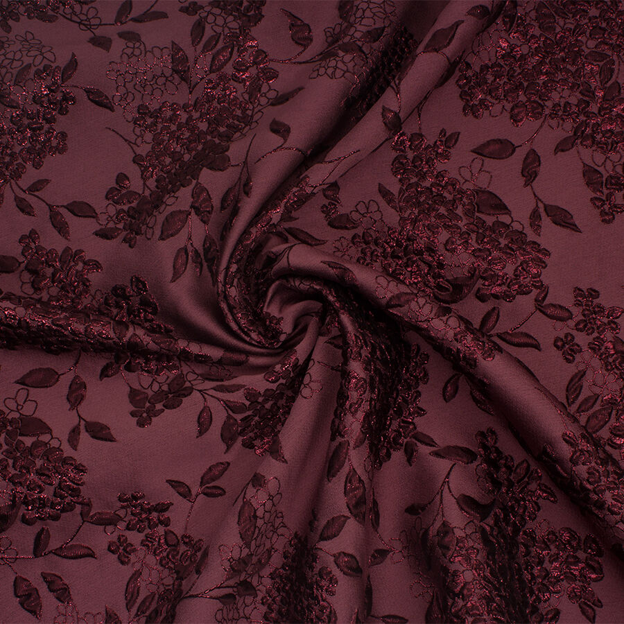 Deep Rose Metallic Floral Cloqué