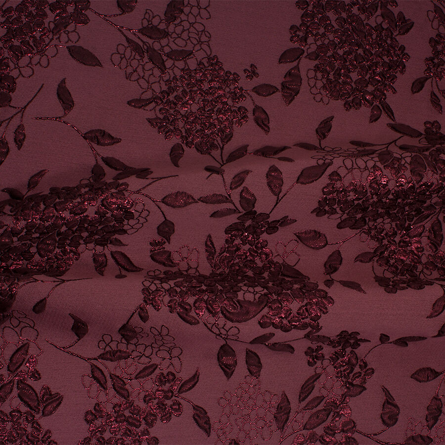 Deep Rose Metallic Floral Cloqué | Luxurious Cloth