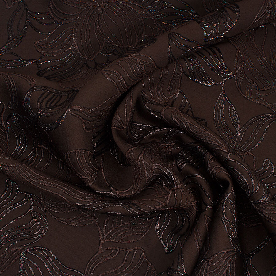 Chocolate Brown Metallic Cloqué