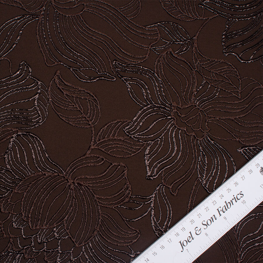 Chocolate Brown Metallic Cloqué