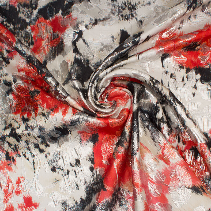 Red/Black/Ivory Metallic Cloqué