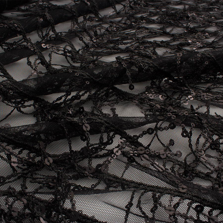 Black Embroidered Tulle