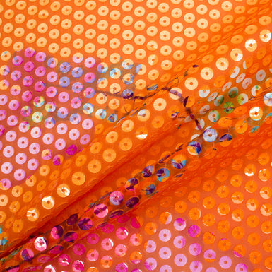 Bright Orange Printed Sequin Schlaepfer Fabric