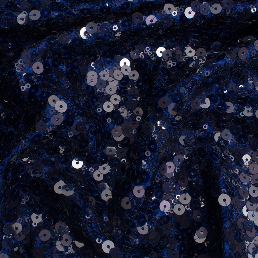Blue Stretch Sequinned Jersey