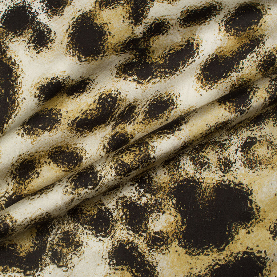 Khaki/Black 'Animal' Printed Silk Satin (A 3m Piece)