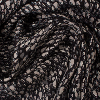 Black/Grey Abstract Animal Printed Silk Satin
