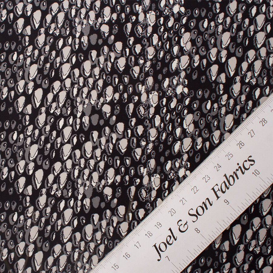 Black/Grey Abstract Animal Printed Silk Satin