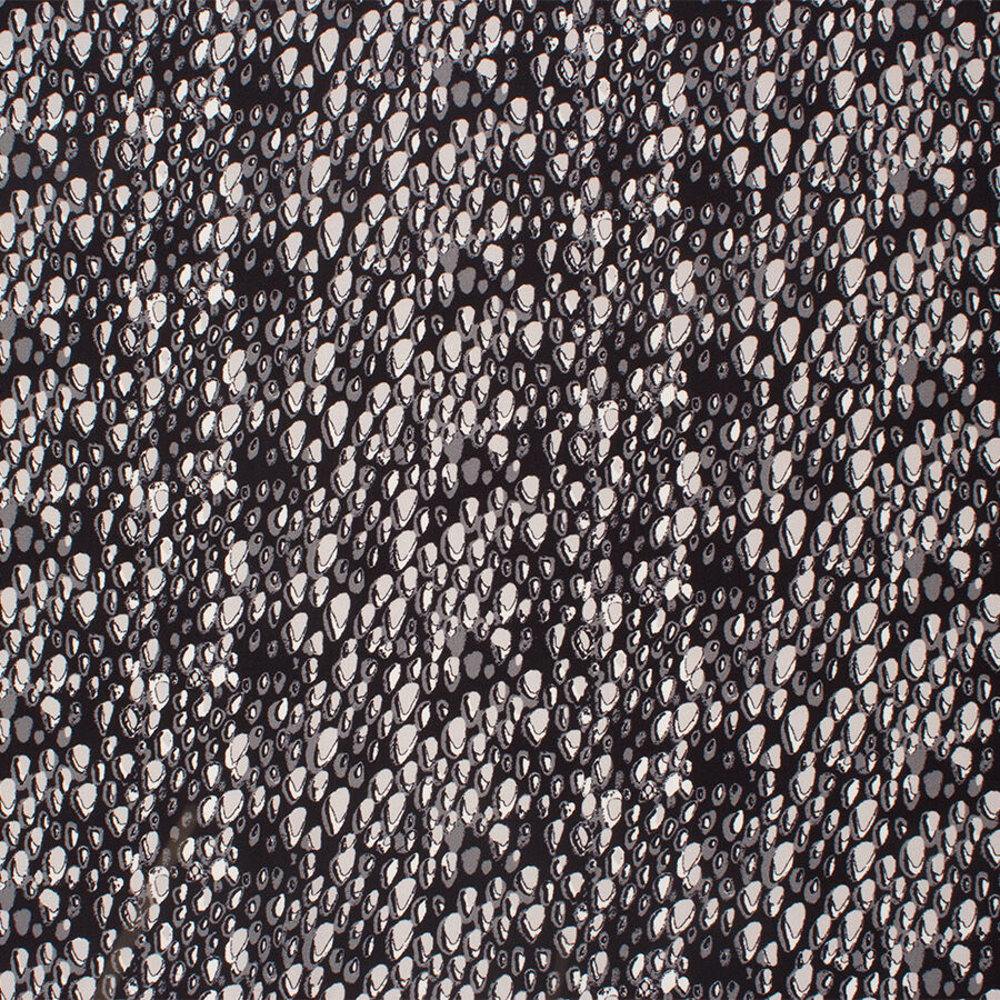 Black/Grey Abstract Animal Printed Silk Satin
