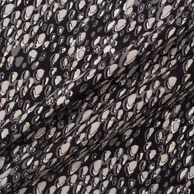 Black/Grey Abstract Animal Printed Silk Satin