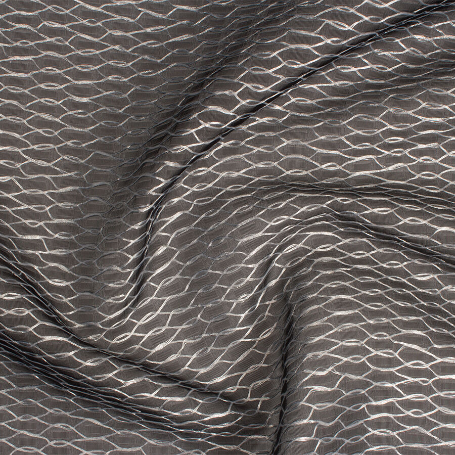 Black & Silver Jacquard Organza