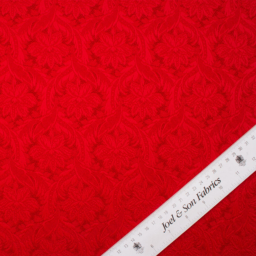 Rich Red Floral Jacquard Stretch Cloqué