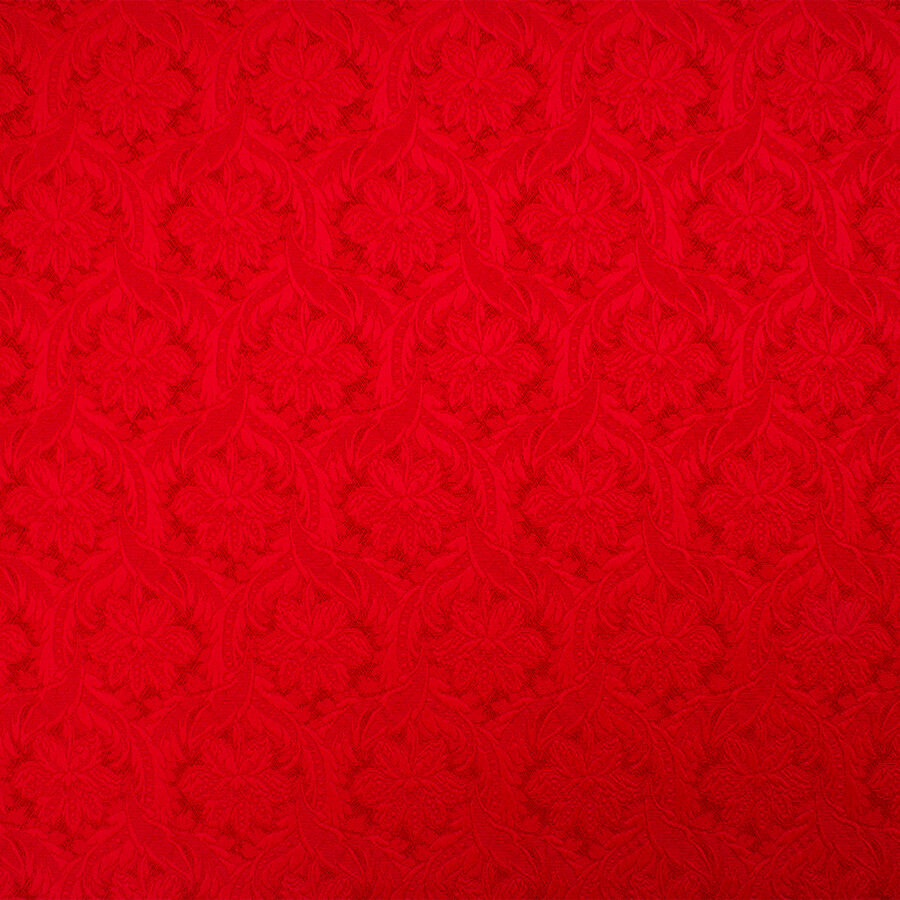 Rich Red Floral Jacquard Stretch Cloqué