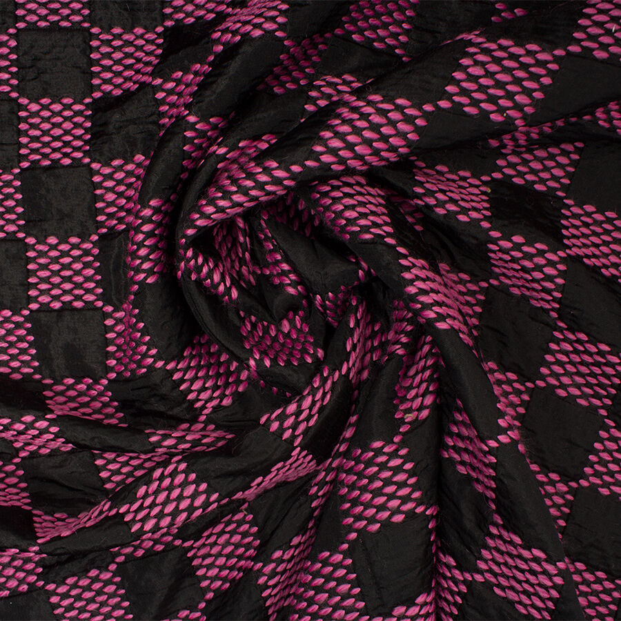 Pink/Black Checkered Double Faced Wool