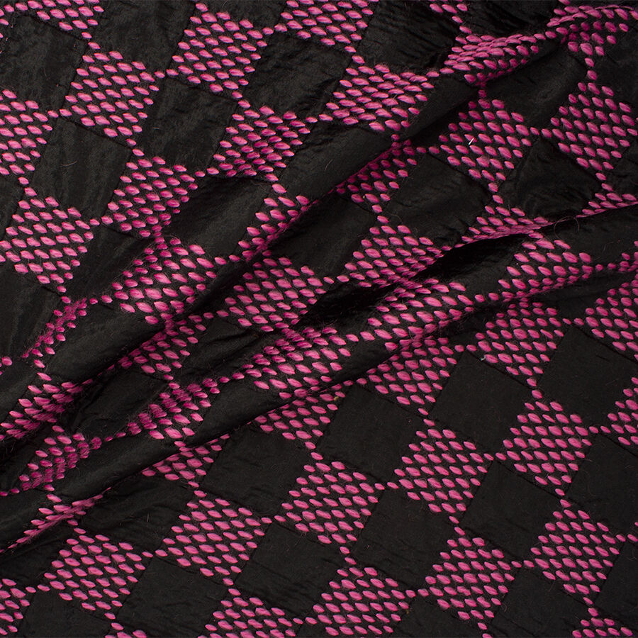Pink/Black Checkered Double Faced Wool