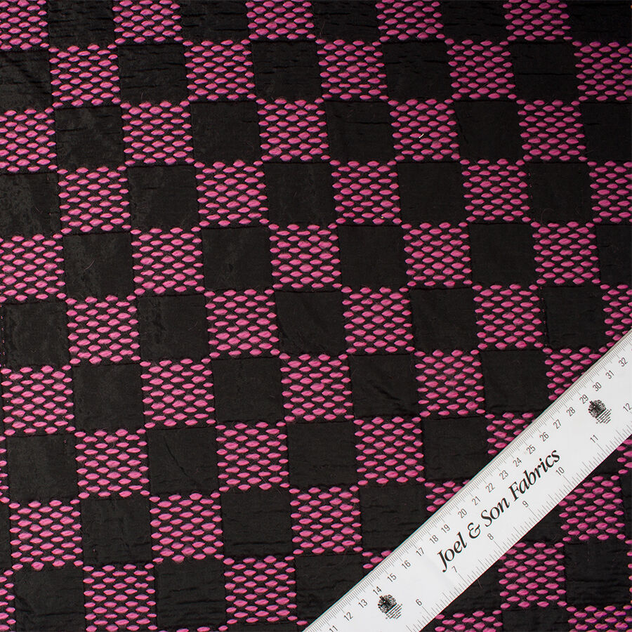 Pink/Black Checkered Double Faced Wool