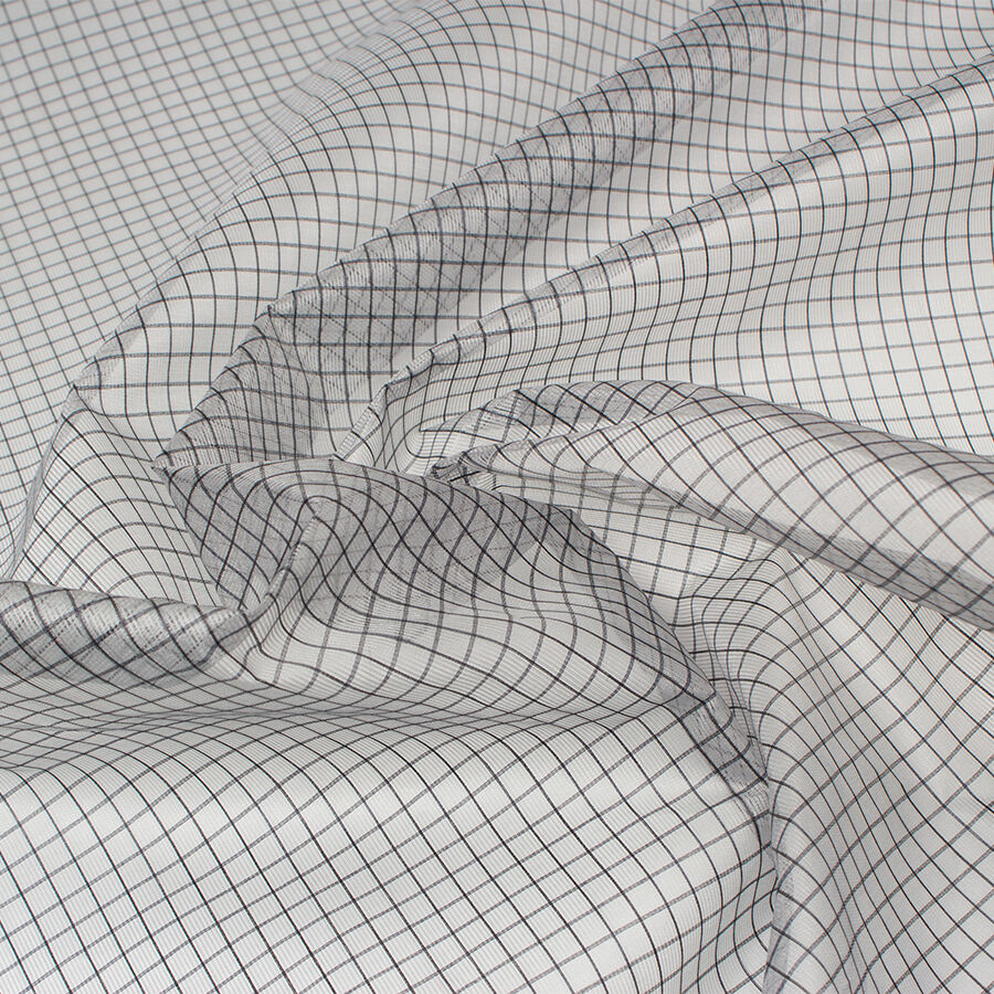 Grey Printed Silk Organza