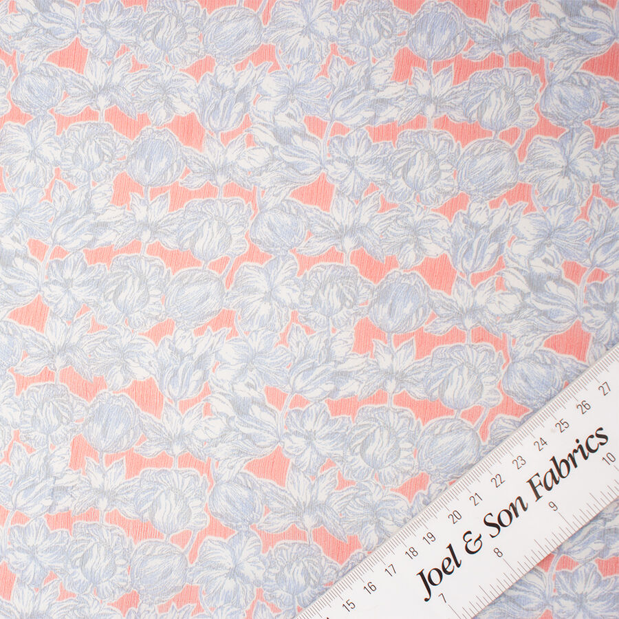 Red/Blue Floral Printed Silk Georgette (A 2.65m Piece)