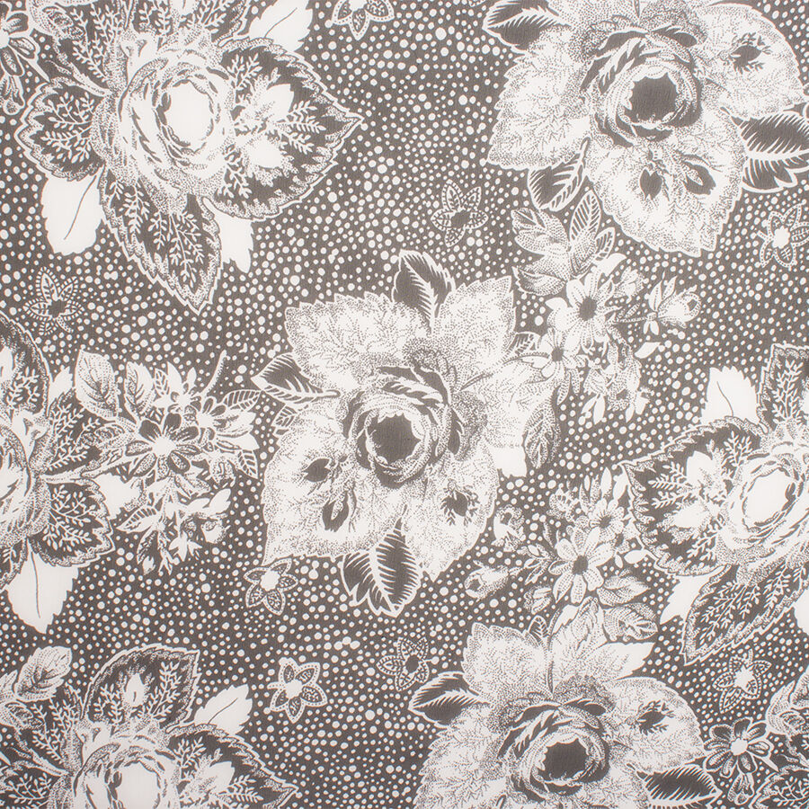Monochrome Floral Printed Silk Georgette