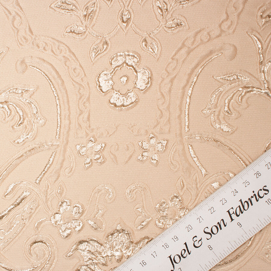 Pale Peach & Gold Metallic Cloqué