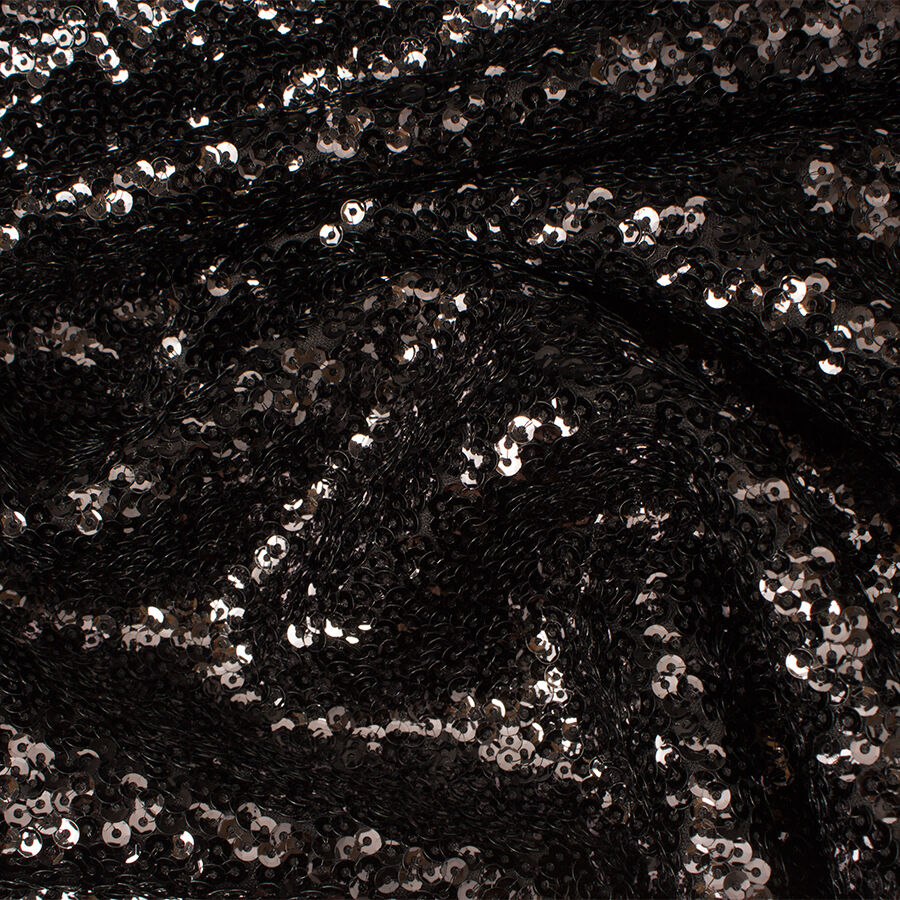 Black Stretch Sequinned Poly