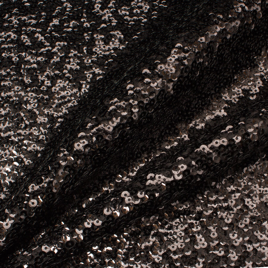 Black Stretch Sequinned Poly