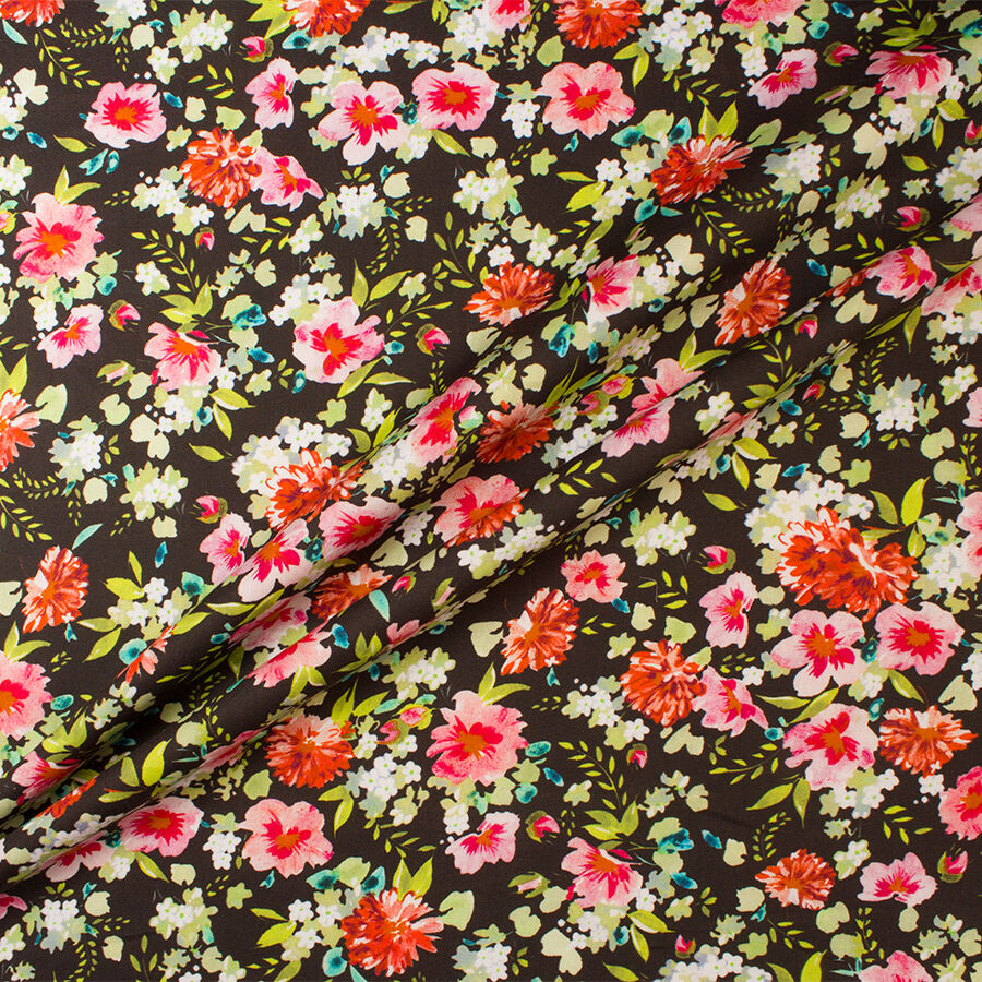 Multi Floral Black Luxury Cotton (A 3m Piece)