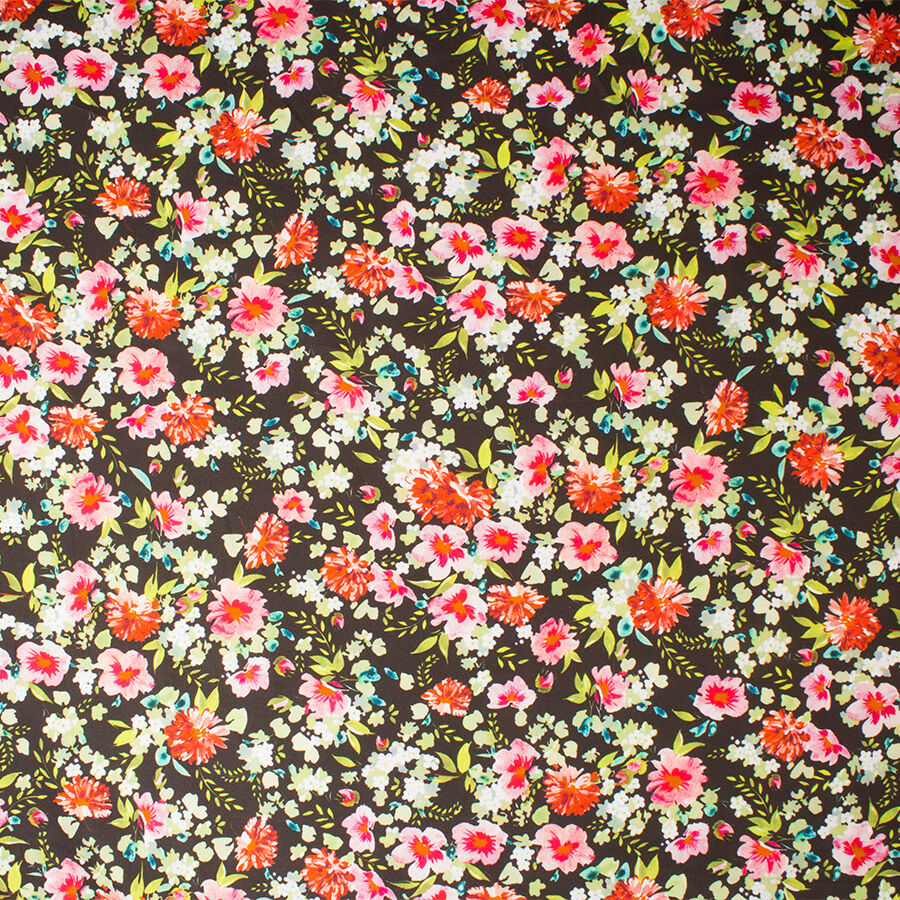 Multi Floral Black Luxury Cotton (A 3m Piece)