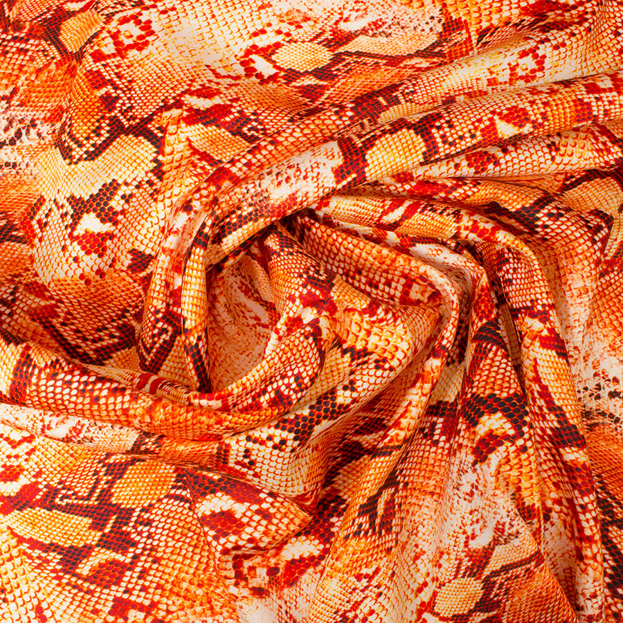Orange Snakeskin Printed Luxury Cotton (A 2m Piece)
