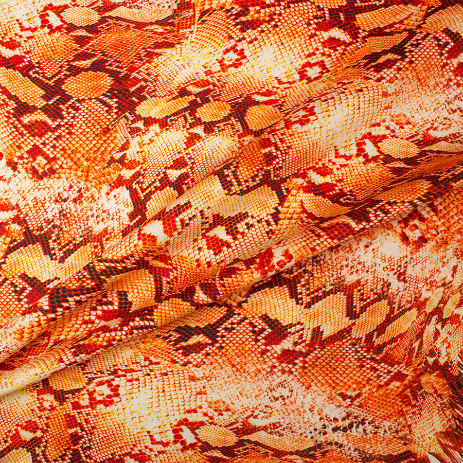 Orange Snakeskin Printed Luxury Cotton (A 2m Piece)
