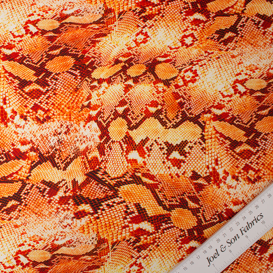 Orange Snakeskin Printed Luxury Cotton (A 2m Piece)