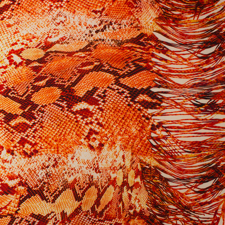 Orange Snakeskin Printed Luxury Cotton (A 2m Piece)