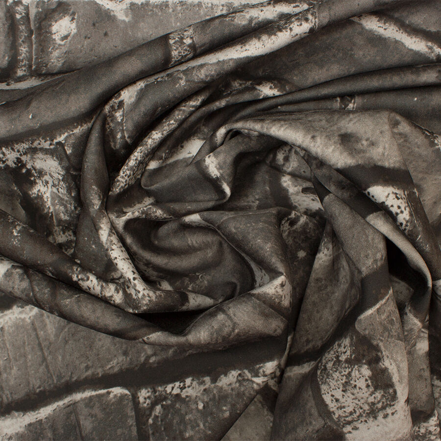 Grey 'Bricks' Printed Luxury Cotton